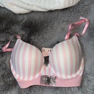 Victoria's Secret Pink and White Striped Padded Bra